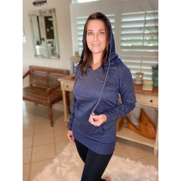 Drawstring Hoodie Kangaroo Pocket Navy 3520 - Picture 3 of 9